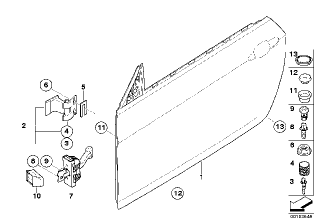 2008 BMW 328i  Door Hinge, Front Top Left/Bottom Right Diagram for 41517046056