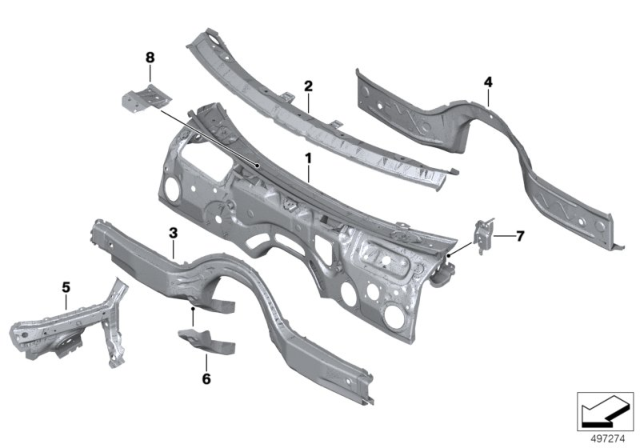 2020 BMW 330i  LEFT ENGINE COMPARTMENT PART Diagram for 41007486645