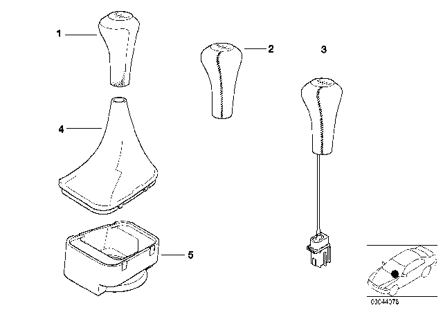 2001 BMW Z3  Illuminated Leather Searstick Knob Diagram for 25112229895