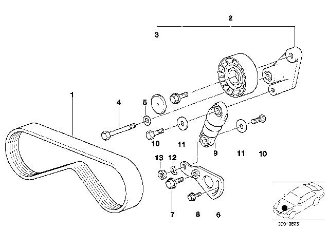 2003 BMW X5  Ribbed V-Belt Diagram for 11287636374