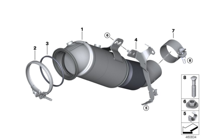 2020 BMW 440i xDrive Gran Coupe  Holder Catalytic Converter Near Engine Diagram for 18328648236