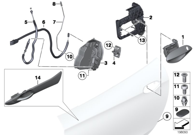 2009 BMW Z4  Bowden Cable, Inside Door Opener Front Diagram for 51217192401