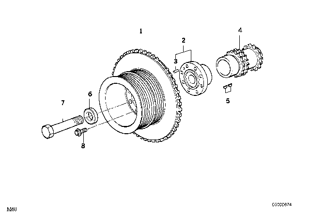 1994 BMW 540i  Engine External Crank Pulley Vibe Dampner Diagram for 11231704342