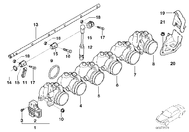 2004 BMW M3  Fuel Injection Throttle Body Diagram for 13547840422
