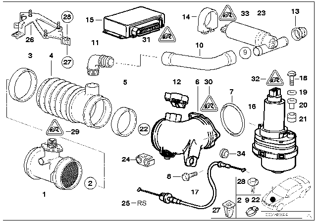 2000 BMW 540i  Rubber Grommet Diagram for 13411733217