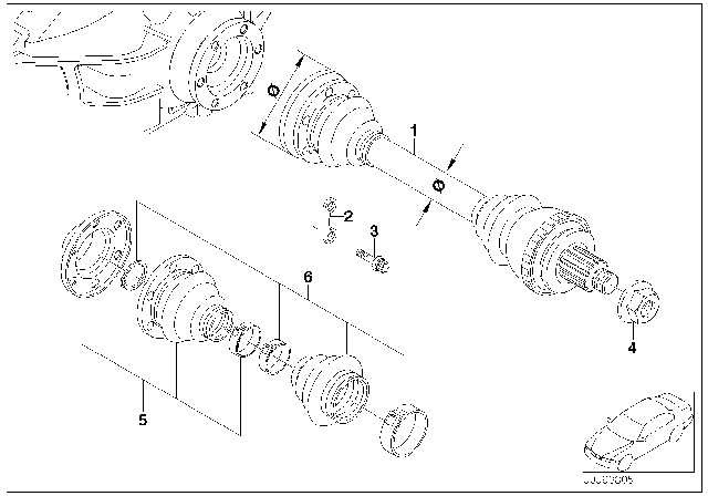 1996 BMW 850Ci  Repair Kit Bellows, Exterior Diagram for 33219067808