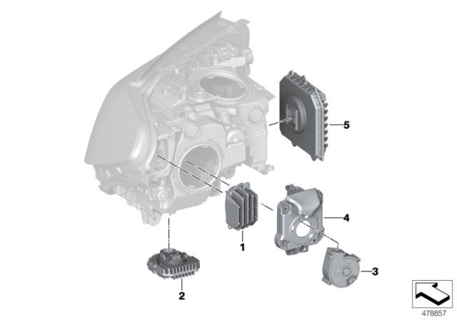 2019 BMW 530i Fan Cover Diagram for 63117214946