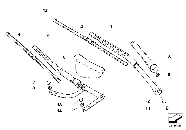 2005 BMW 525i  Front Windscreen Wiper Blades Set Diagram for 61610431438