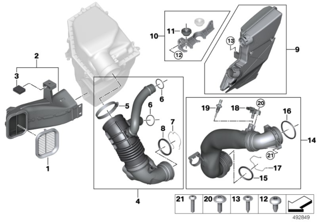 2020 BMW 540i xDrive  Intake Grille Diagram for 13717643298