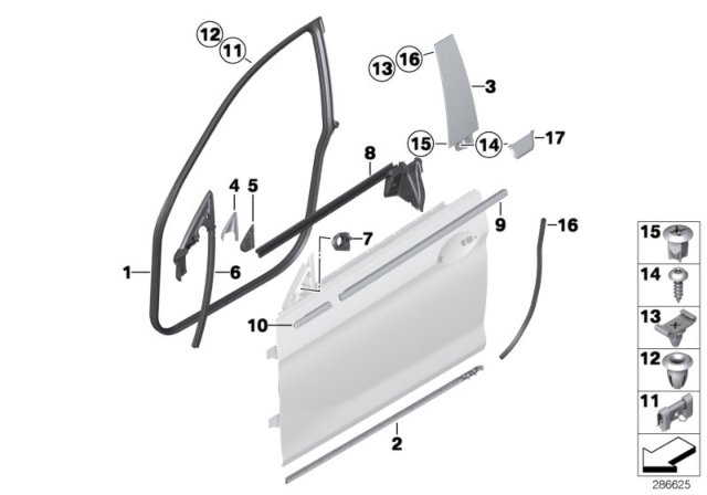 2016 BMW M6  Channel Cover, Exterior, Door, Front Left Diagram for 51337275291