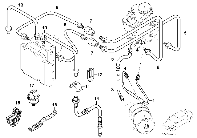 2003 BMW 745Li Brake Pipe Bracket Diagram for 34326756140