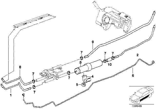 1997 BMW Z3  Fuel Return Line Diagram for 16121183100