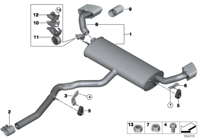 2014 BMW X5  Actuator Drive, Exhaust Flap Diagram for 18307620322
