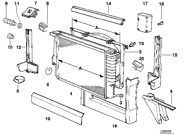 1995 BMW 530i Bracket For.Radiator Diagram for 17111178449