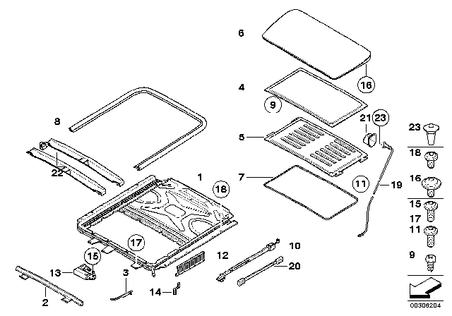 2008 BMW X6  Positioning Lever Wind Deflector Left Diagram for 54107189247