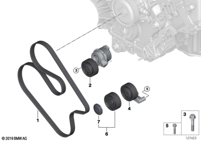 2010 BMW X5  Belt Tensioner Diagram for 11287545296