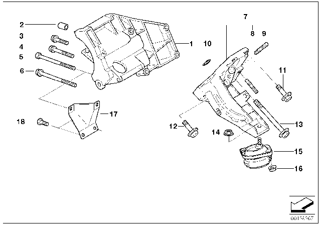 2003 BMW 540i  Support For Air Conditioner.Compress.Supp.Bracket Diagram for 64551432898