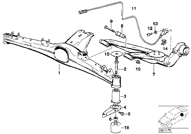 1998 BMW Z3  Rear Axle Carrier Diagram for 33311090957