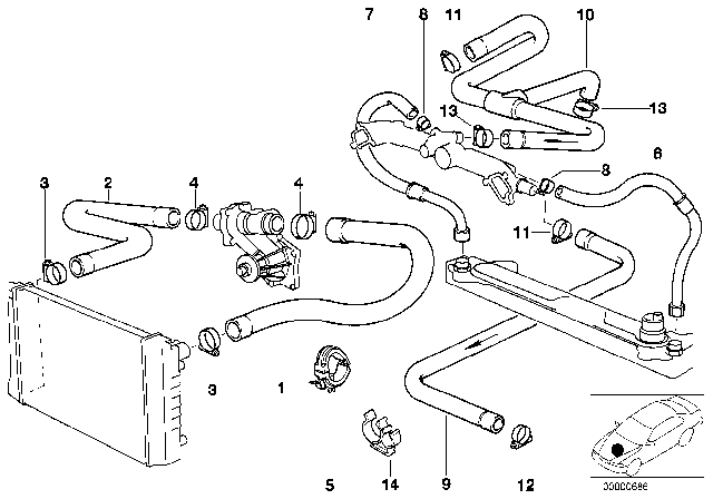1995 BMW 540i  Radiator Hose, Lower, Radiator To Water Pump Diagram for 11531741407
