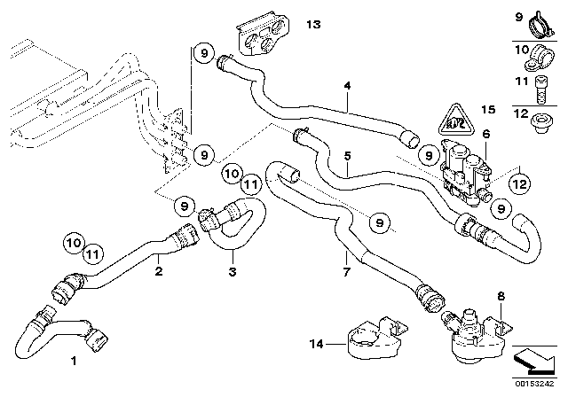 2009 BMW 650i  Radiator And Engine Return Hose Diagram for 64216912710