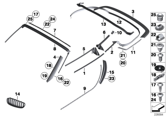 2015 BMW Z4  Outer Weatherstrip, Left Diagram for 51377046125