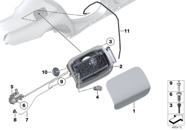 2016 BMW 528i Filler Flap Actuator Diagram for 67117200674