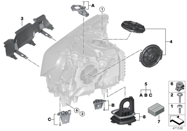2018 BMW 740i xDrive  Set, Protective Caps, Headlight Diagram for 63117440354