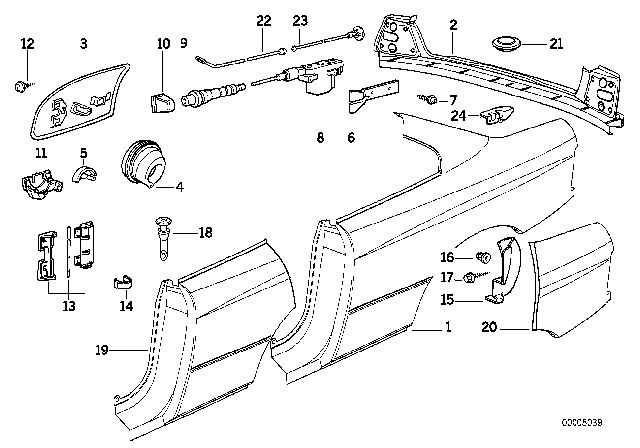 1996 BMW 850Ci Covering Left Diagram for 51711970267