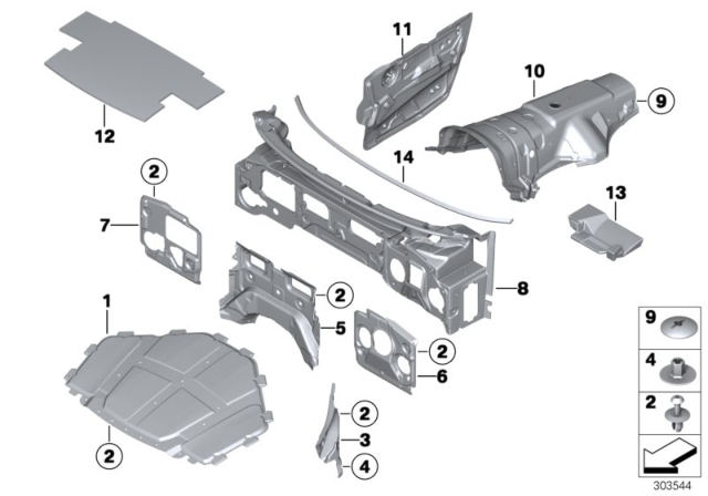 2012 BMW X5  Sound Insulating Roof Front Diagram for 51486952702