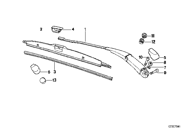 1990 BMW 535i  Left Wiper Arm Diagram for 61611384873