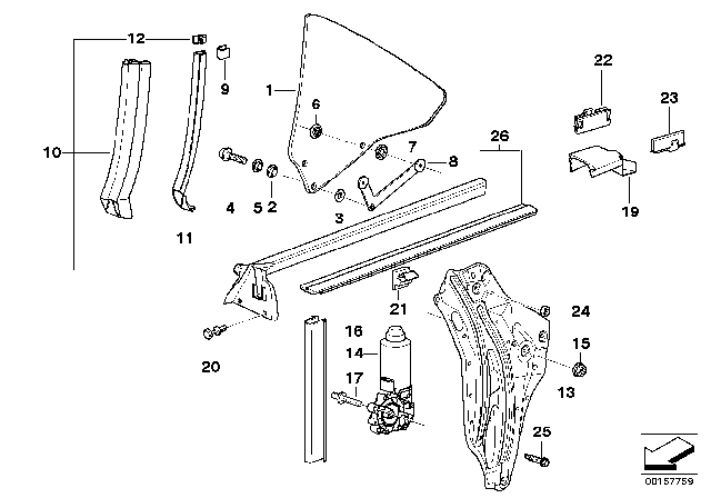 1993 BMW 325i  Rear Left Window Regulator Diagram for 51378119081