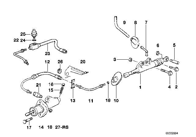 1996 BMW M3  Clutch Pressure Hose Diagram for 32101157375