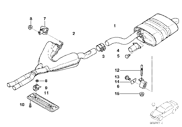 2001 BMW 525i  Centre Muffler Diagram for 18107504979