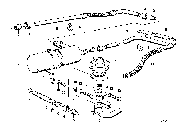 1975 BMW 530i  Exhaust Gas Recirculation Valve Diagram for 11711264067