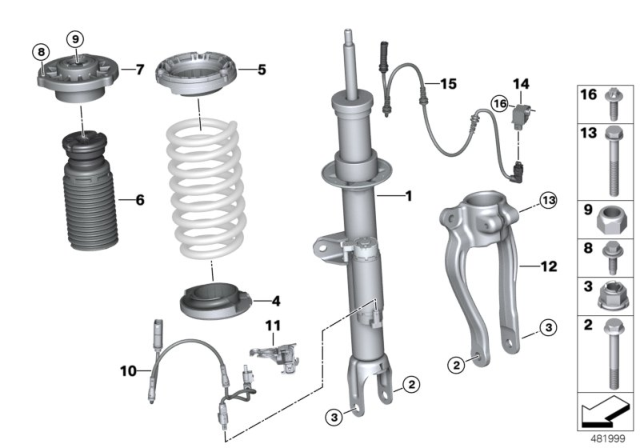 2018 BMW 530e Front Left Vdc Spring Strut Diagram for 37106866405