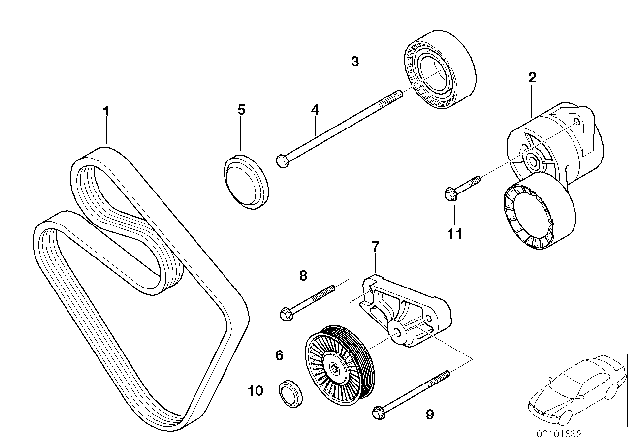 2005 BMW Z4  Roadster Deflection Pulley Diagram for 11287509508