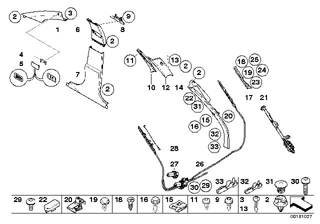 2010 BMW 535i xDrive  Trim Panel B-Column, Top Left Diagram for 51436987127