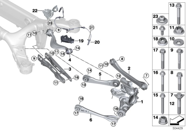 2020 BMW M8  WHEEL CARRIER, REAR RIGHT Diagram for 33308073924