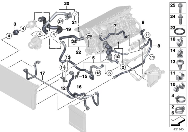 2011 BMW 740Li  Cooling Water Hose Inlet Pipe Diagram for 11537581798