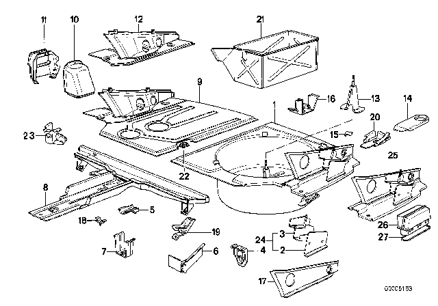 1980 BMW 633CSi Partition Left Diagram for 41131820497
