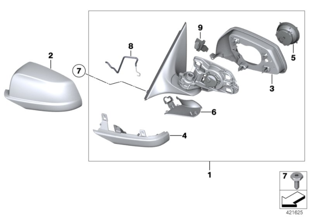 2012 BMW 550i  Outside Mirror Cover Cap, Primed, Left Diagram for 51167216369