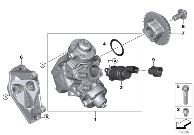 2018 BMW 540d xDrive  EXCHANGE HIGH-PRESSURE PUMP Diagram for 13518597649