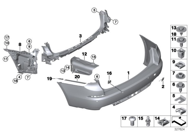 2017 BMW 535i GT xDrive Rivet Pin Diagram for 07147209624