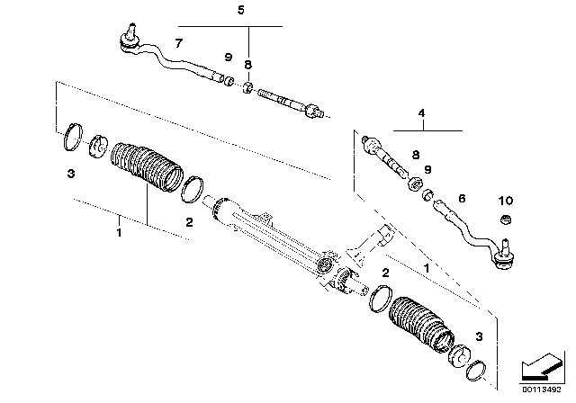 2008 BMW Z4 M  Left Tie Rod Diagram for 32107837835