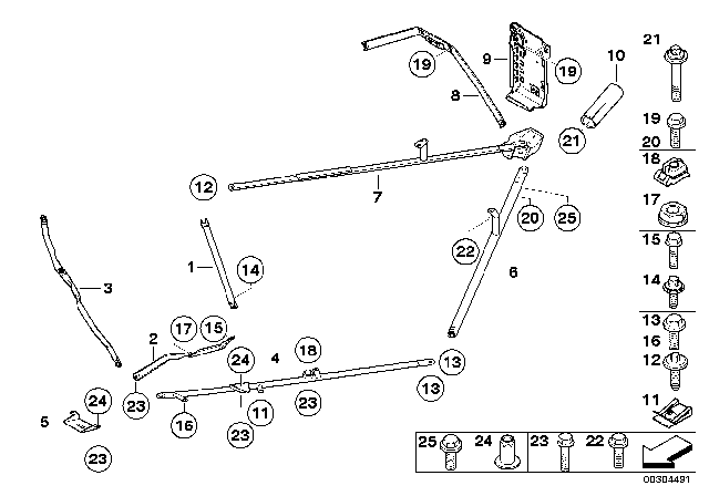 2008 BMW 128i  Diagonal Rod, Front, Left Diagram for 51617135647