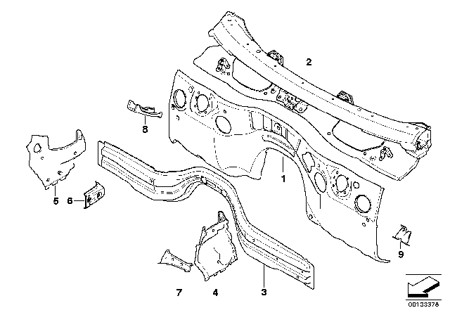 2009 BMW M3  Left Engine Compartment Partition Diagram for 41137135621