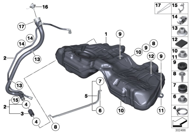2015 BMW 740Ld xDrive Plastic Filler Pipe Diagram for 16117185148