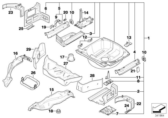2004 BMW 325Ci  Support, Trunk Floor, Left Diagram for 41217021949