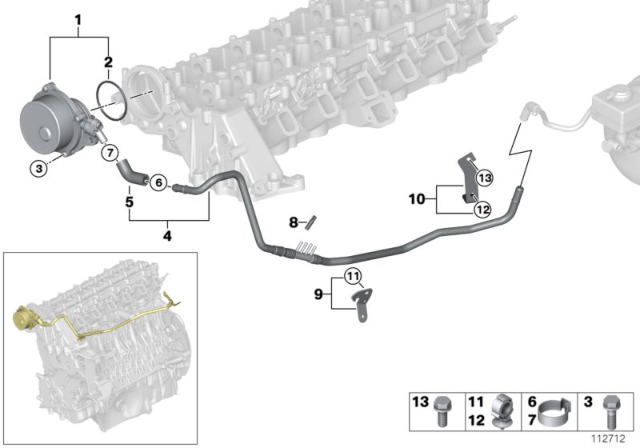 2011 BMW X5  Bracket For Vacuum Hose Diagram for 11667787914