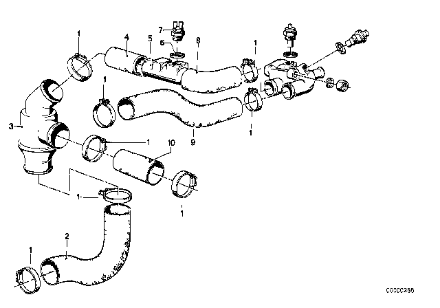 1979 BMW 320i Engine Coolant Hose Diagram for 11531266468